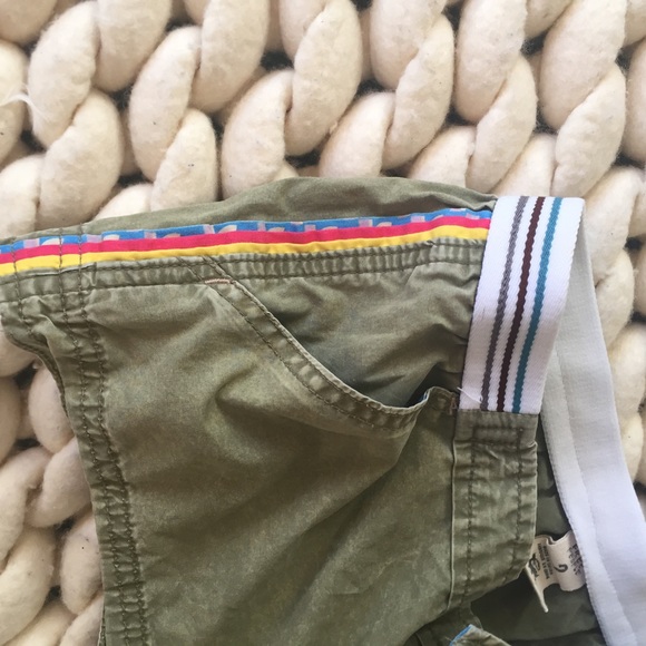 Free People Army Green Shorts With Rainbow Side Stripes Size 2 - Picture 3 of 7